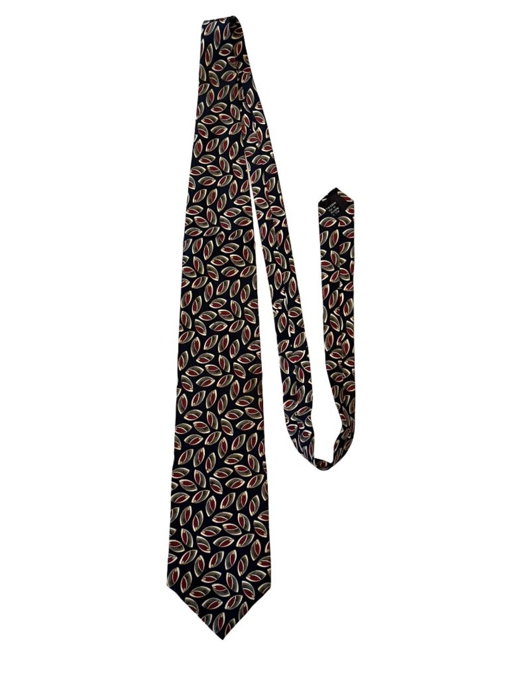 Christian Dior Monsieur Silk Tie Navy Red Gold Geometric Pattern Made in USA Vin
